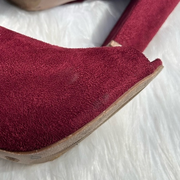 Block Heel Open Toe Knee-High Faux Surde Boots Size 7.5 - Picture 9 of 9